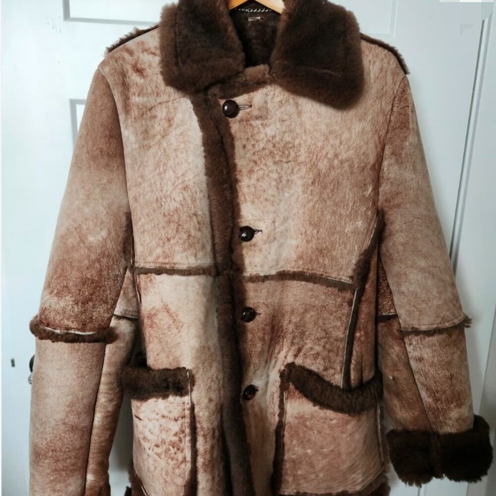 Leather Men's Shearling Sheepskin Rancher Coat